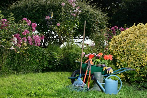 Lock symbol over a tablet showing a payment form for Balham gardening services